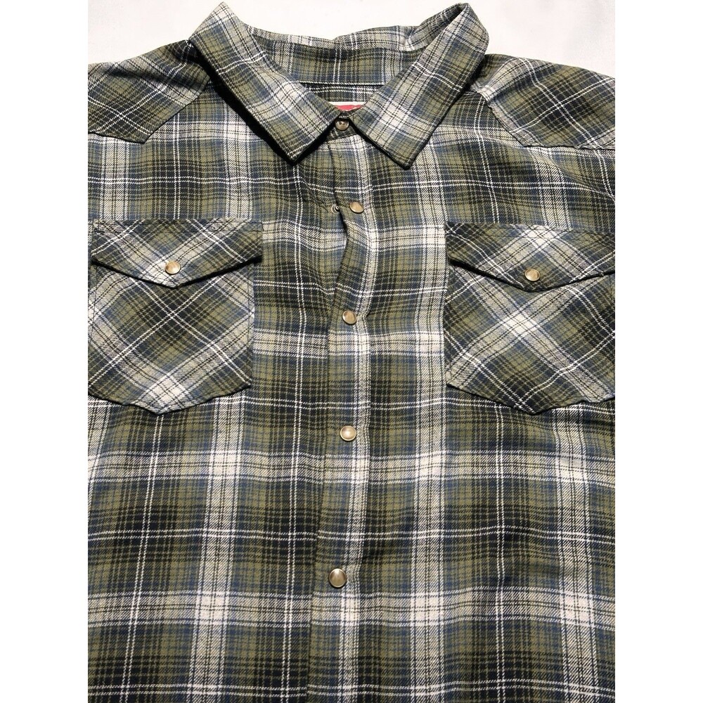 Wrangler Mens Plaid Flannel Shirt Size 3XL Pearl Snap Buttons Pocket New NWT - Picture 2 of 12